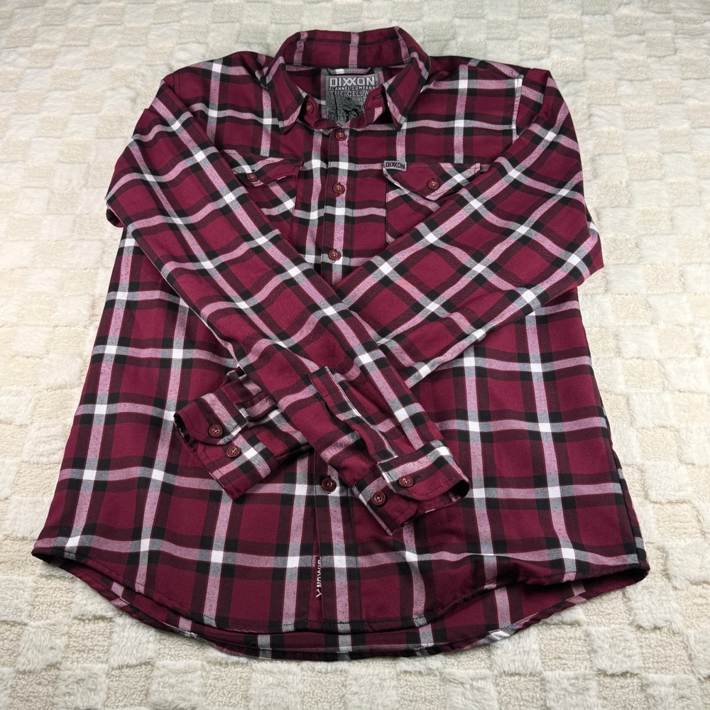Dixxon Flannel Company The Cellar Mens LT Burgundy Black Plaid Long Sleeve Shirt